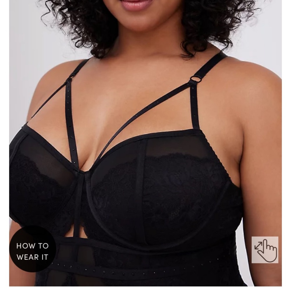 Torrid Strappy Underwire Bodysuit - Lace & Mesh Rhinestones Size 4X NWT - Picture 3 of 7